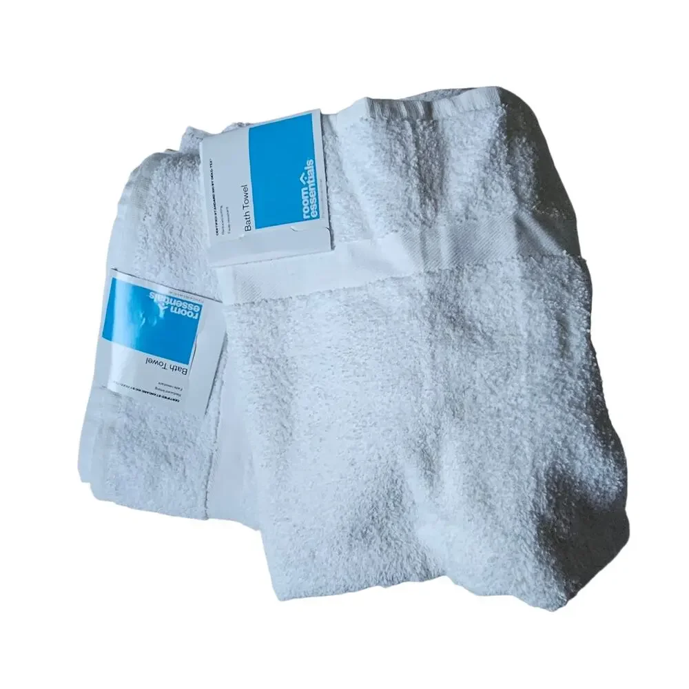 Room Essentials Everyday Bath Towel Okeo- Tex Target 27x52 White Set of 2 NWT